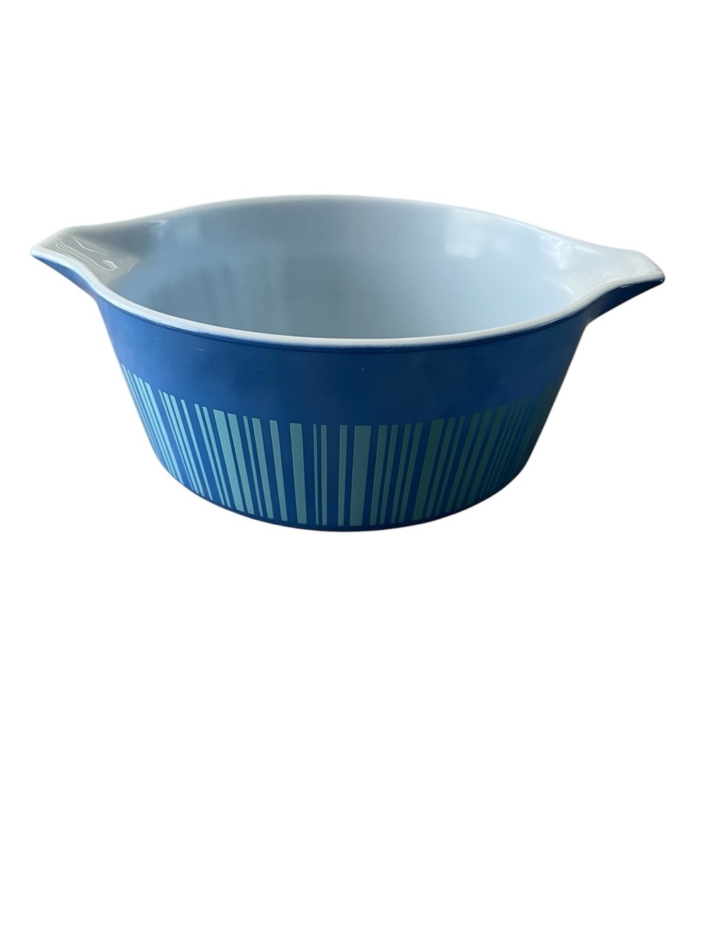 Pyrex Retro Blue Stripe Barcode 2.5 quart Casserole Dish 475-B - no lid